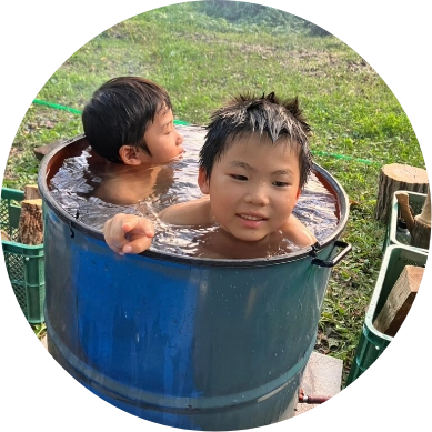 ドラム缶風呂体験の写真